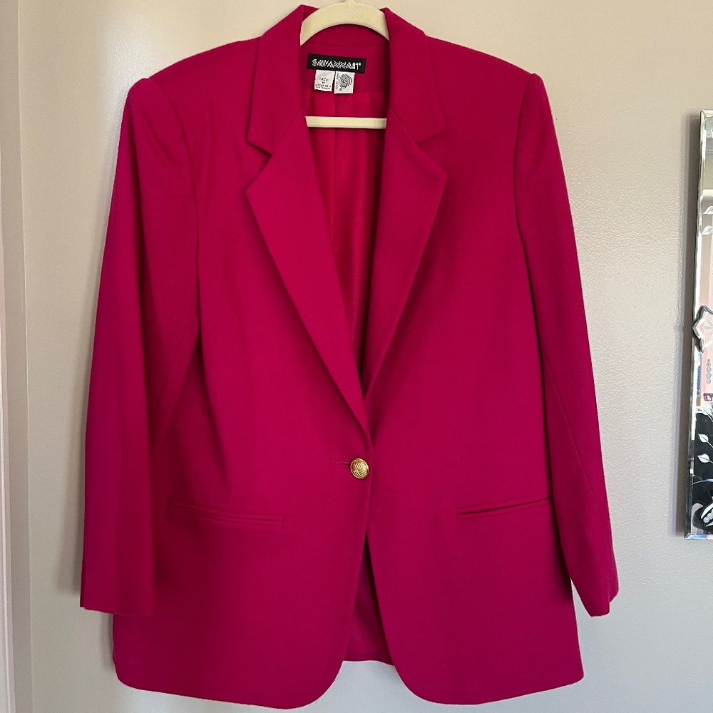 SAVANNAH Vintage Hot Pink Wool Blazer Size 8